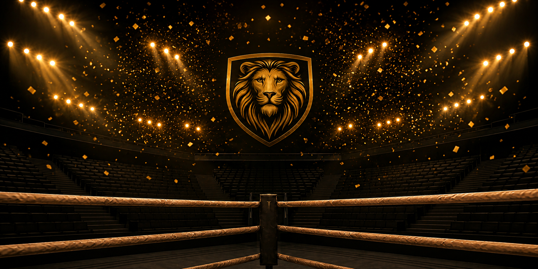 The JKSM Agents lion crest above a championship boxing ring